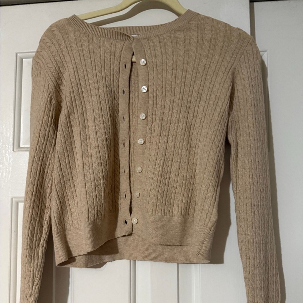 Old Navy Beige Cable Knit Cardigan